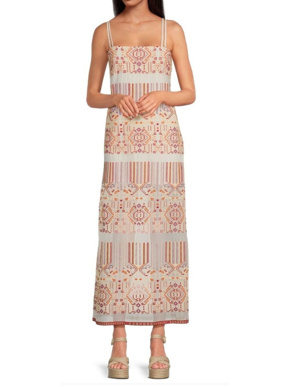 Chelsea & Violet Embroidered Maxi Dress Spaghetti Straps Women M NWT